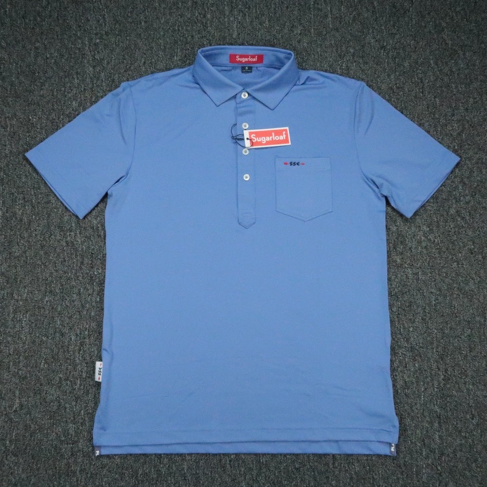 Sugarloaf Social Club Shirt Mens Small Blue Sport Pocket Polo Short Sleeve Golf